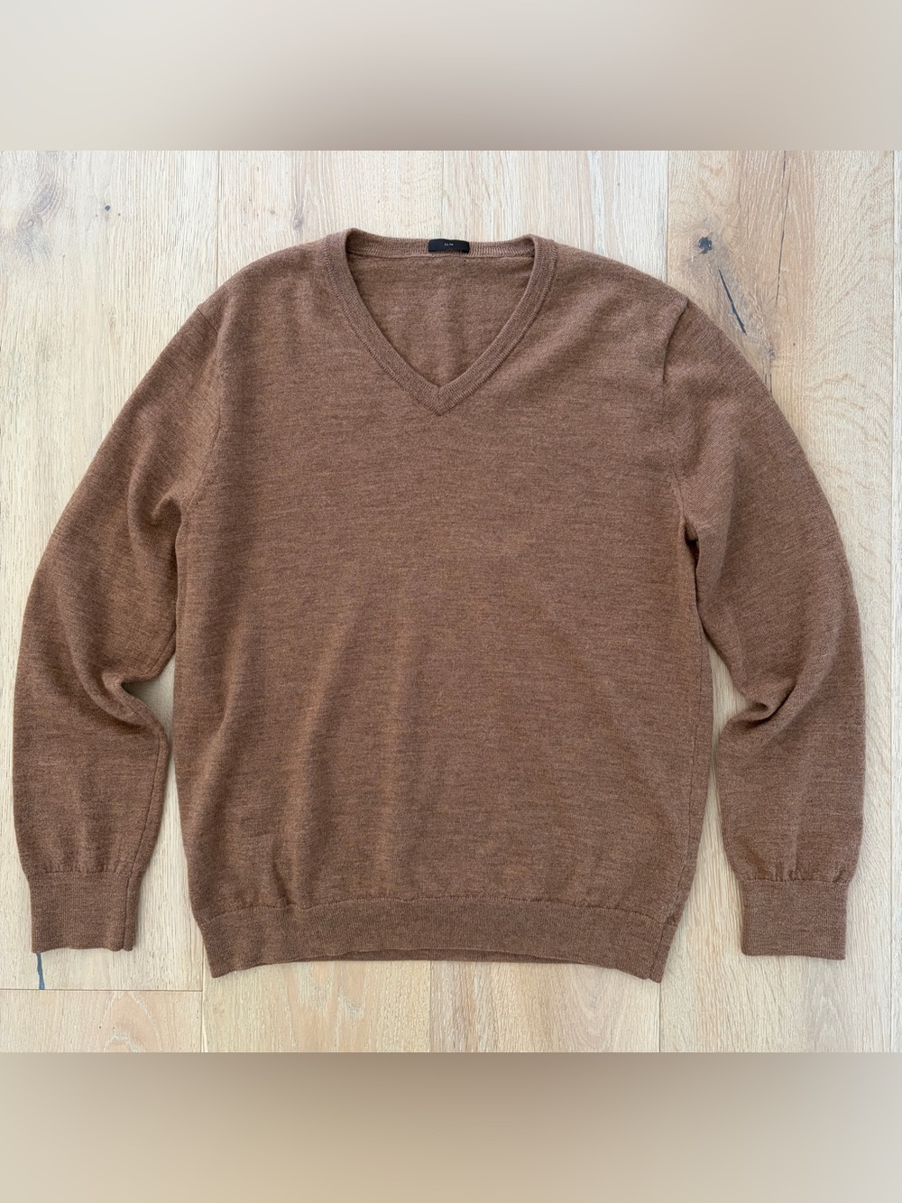 J.Crew Men’s M Slim 100% Merino Wool V-Neck Sweater Brown Tollegno 1900*T10
